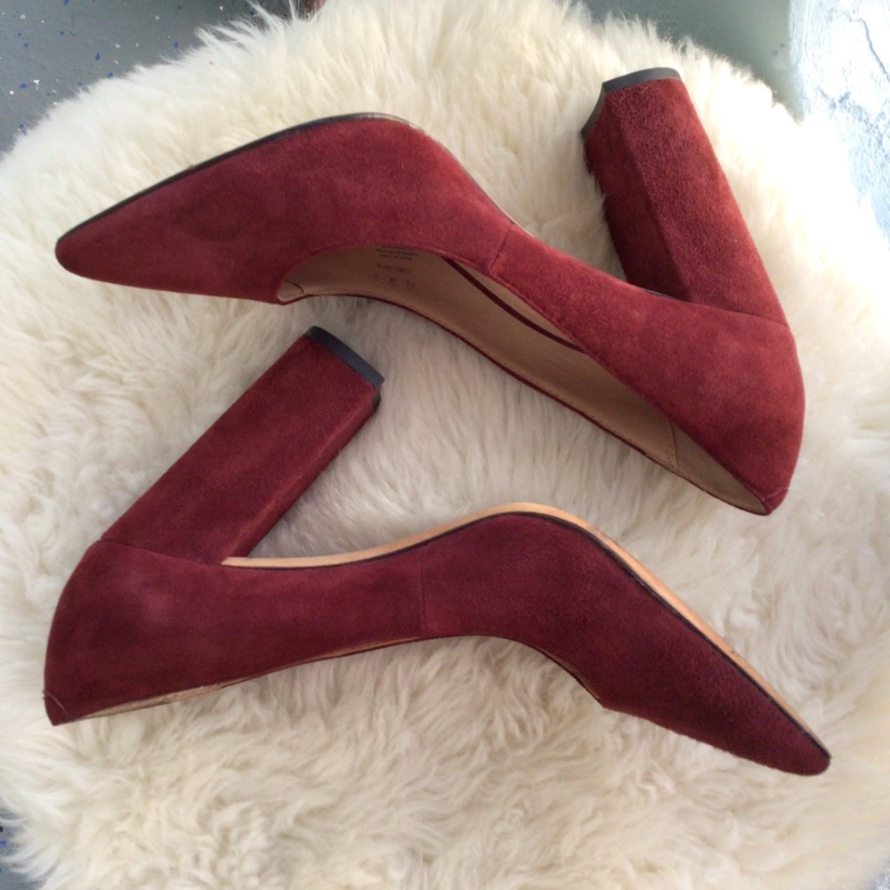 Pour La Victoire Suede Leather Celina Pumps Heels in Deep Cherry Size 7 1/2 - Picture 7 of 16
